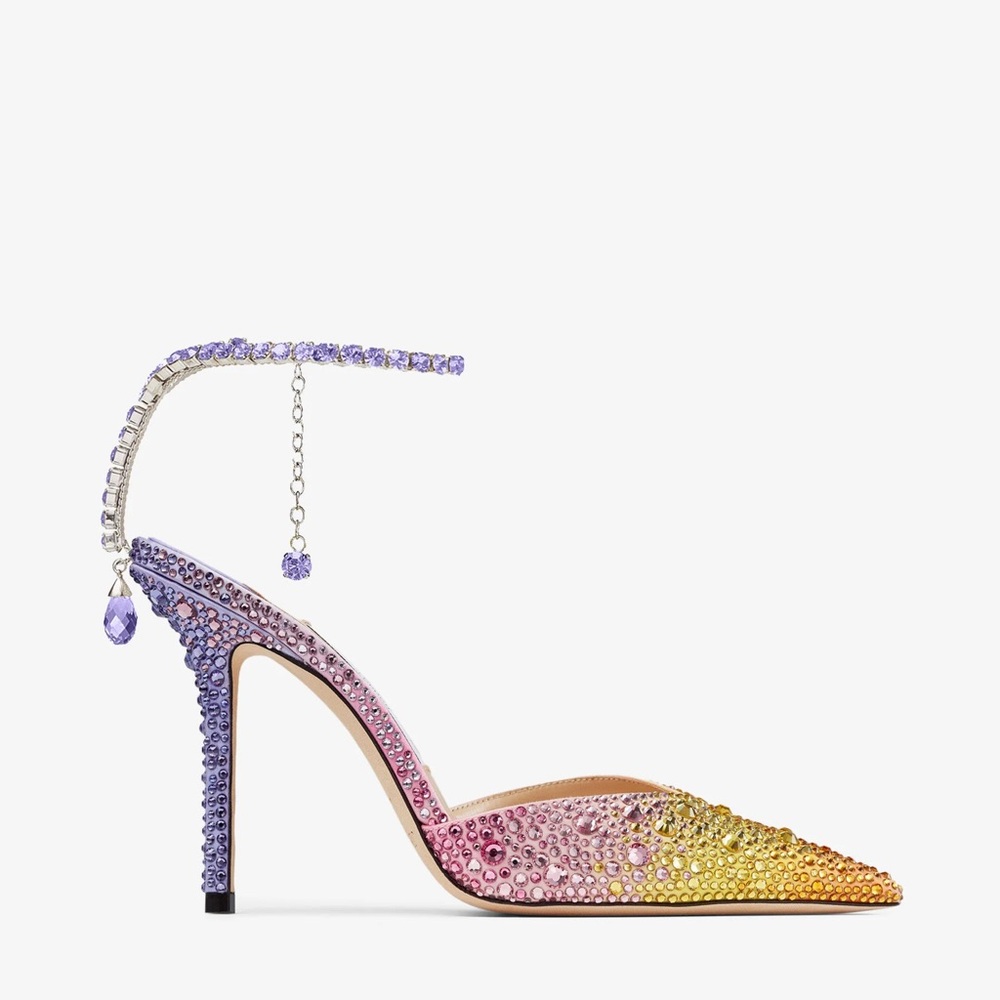 New JIMMY CHOO Saeda 100 embellished satin pumps $2,095 37